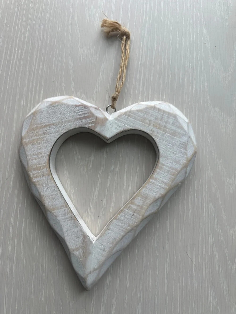 Ikea Whitewashed Wooden Heart Hanging Accent